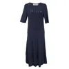 Hugo Boss Boss  Knee Length Dress In Navy Blue Viscose In Blue
