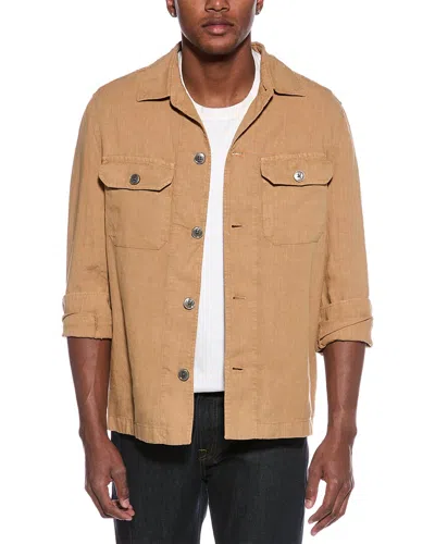 Hugo Boss Button-down Cotton Blend Shirt In Brown