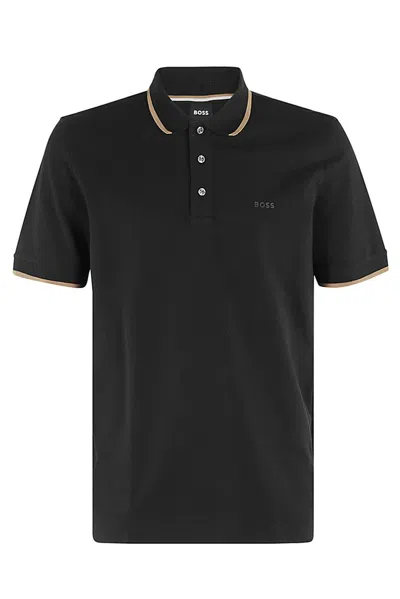 Hugo Boss Boss  Logo Detailed Polo Shirt In Black