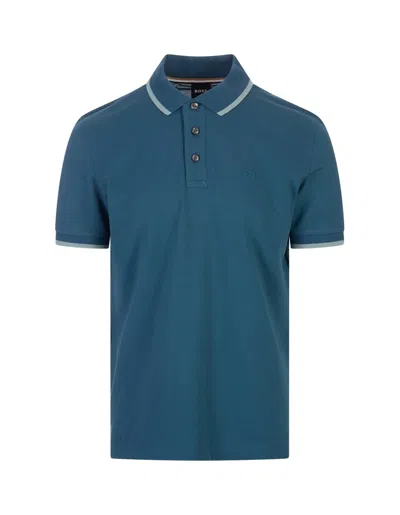 Hugo Boss Boss  Logo Detailed Polo Shirt In Blue