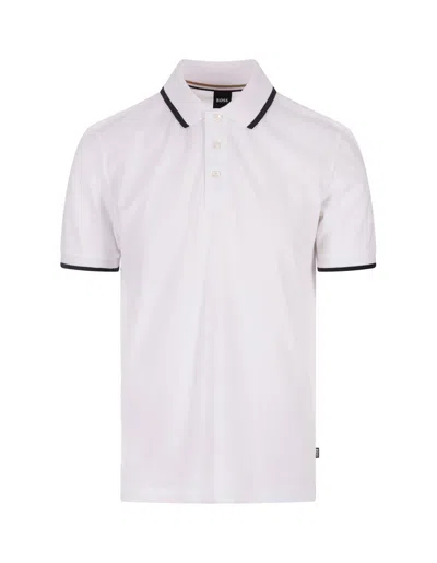 Hugo Boss Boss  Logo Detailed Polo Shirt In White