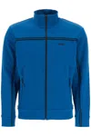 Hugo Boss Tape Inserts Zip-up Sweatshirt In Blue
