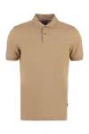 Hugo Boss Cotton Polo Shirt With Embroidered Logo In Beige