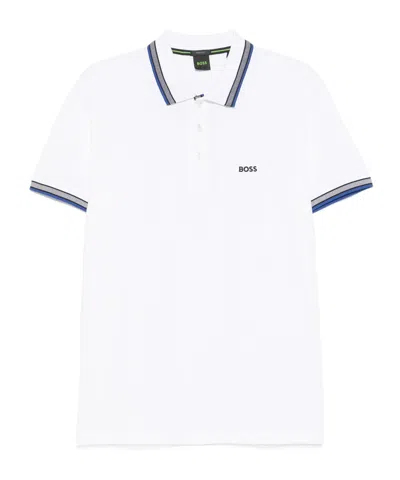 Hugo Boss Boss  Logo Embroidered Short-sleeved Polo Shirt In White
