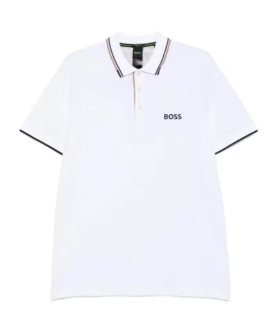 Hugo Boss Boss  Logo Embroidered Short-sleeved Polo Shirt In White