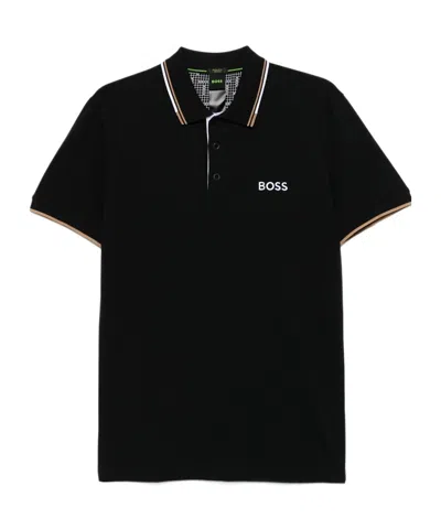 Hugo Boss Boss  Logo Embroidered Short-sleeved Polo Shirt In Black