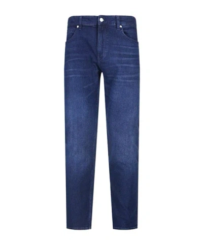 Hugo Boss Boss  Logo Patch Tapered Jeans In Blue
