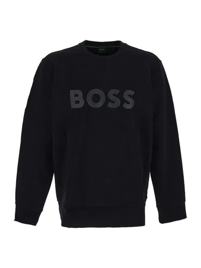 Hugo Boss Boss  Logo Printed Crewneck Sweatshirt In Black