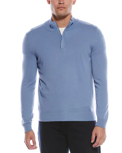 Hugo Boss Boss  Lorman-d Wool-blend 1/4-zip Sweater In Blue