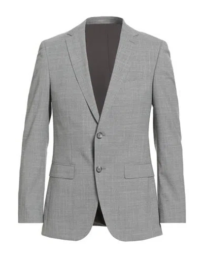 Hugo Boss Boss  Man Blazer Light Grey Size 44 Polyester, Wool, Elastane In Gray