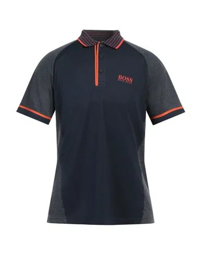 Hugo Boss Boss  Man Polo Shirt Navy Size S Recycled Polyester, Polyester, Cotton In Navy Blue