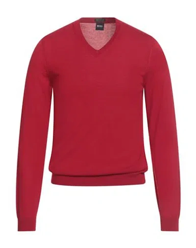Hugo Boss Boss  Man Sweater Brick Size S Virgin Wool In Red