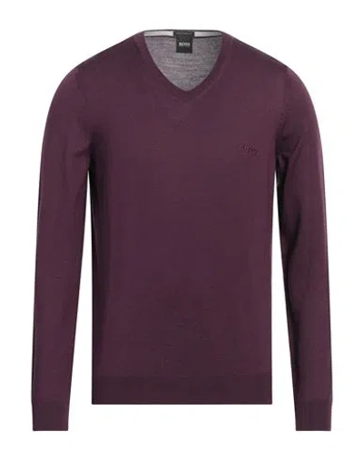 Hugo Boss Boss  Man Sweater Deep Purple Size M Virgin Wool In Purple