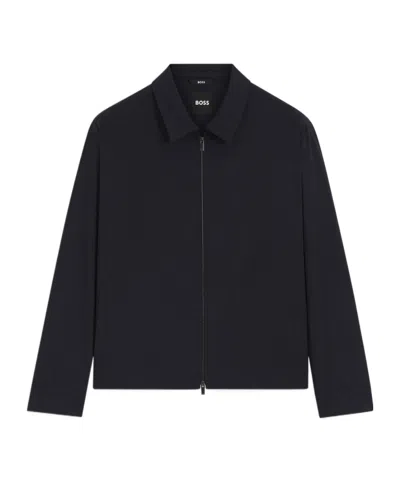 Hugo Boss Coated-fabric Jacket With Water-repellent Finish In Blue