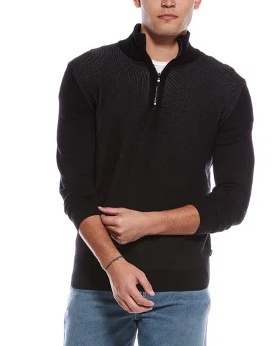 Hugo Boss Boss  Ofilato Wool-blend 1/4-zip Sweater In Black