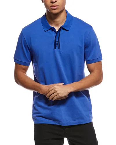 Hugo Boss Paddy Knit Polo Shirt In Blue