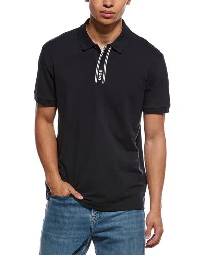 Hugo Boss Paddy Knit Polo Shirt In Blue