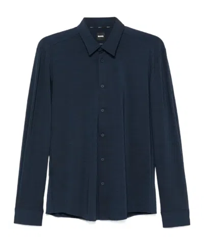 Hugo Boss Boss  Performance-stretch Jersey Slim Fit Shirt In Blue