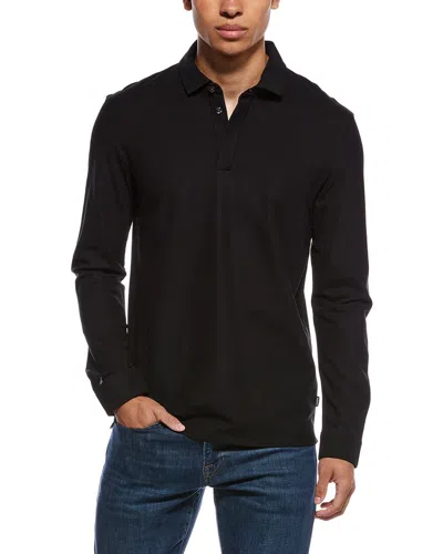 Hugo Boss Person Woven Polo Shirt In Black
