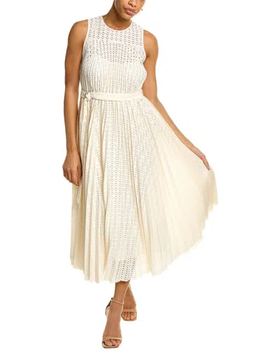 Hugo Boss Pleated Midi Dress In White