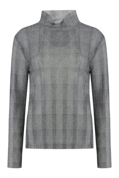 Hugo Boss Printed Long-sleeve Top In Grey