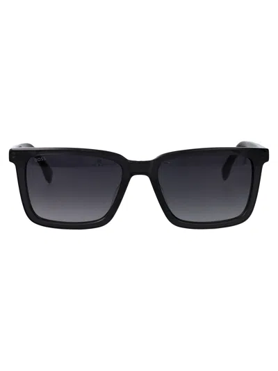 Hugo Boss Boss  Rectangular Sunglasses Boss 1893/g/s Kb7 In Black