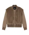 Hugo Boss Boss Wool Blend Bomber Jacket With Satin Inserts Boss In Brown