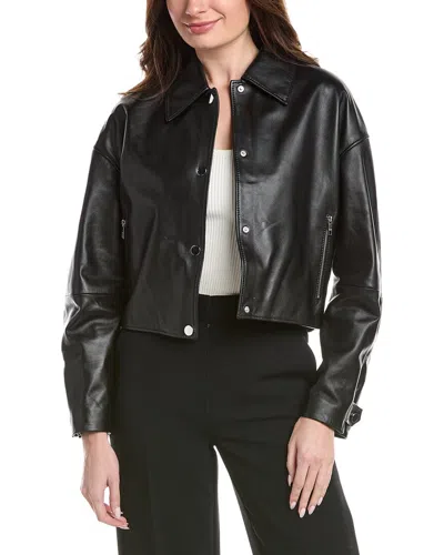 Hugo Boss Boss  Sassina Leather Jacket In Black