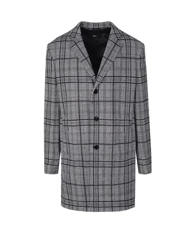 Hugo Boss Boss  Shayne Checked Coat In Gray