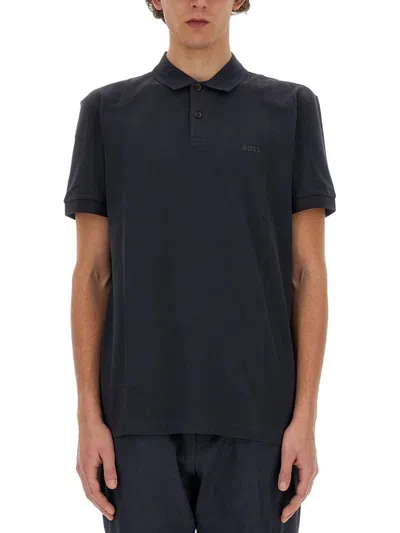 Hugo Boss Boss  Short Sleeved Logo Printed Polo Shirt In Black