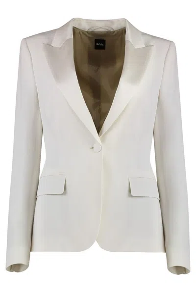 Hugo Boss Single-breasted One Button Jacket In White