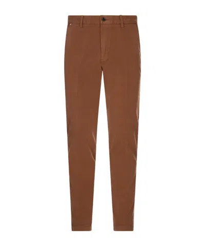 Hugo Boss Boss  Slim-fit Stretch Twill Trousers In Brown