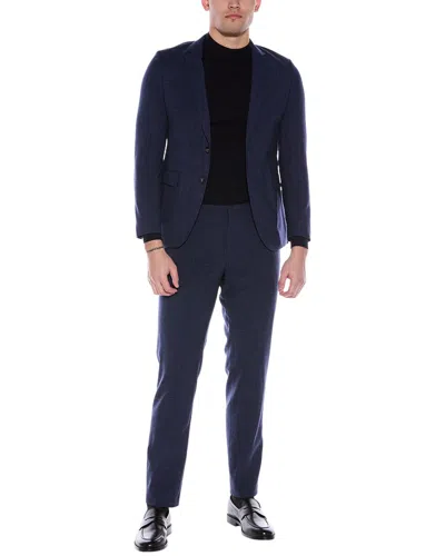 Hugo Boss Slim Fit Wool & Linen-blend Jacket In Blue