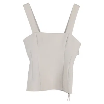 Hugo Boss Boss  Square Neck Top In White Polyester