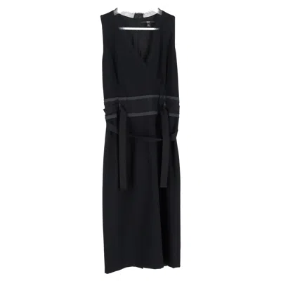 Hugo Boss Boss  V-neck Dress In Black Polyester