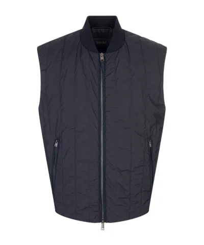 Hugo Boss Stand Collar Padded Vest In Black