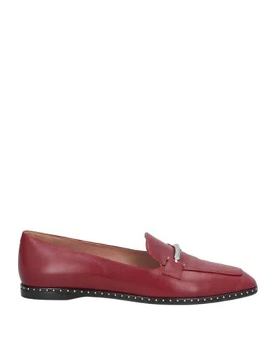 Hugo Boss Boss  Woman Loafers Burgundy Size 10 Leather In Red