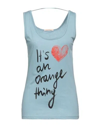 Hugo Boss Boss Woman Tank Top Pastel Blue Size Xl Cotton