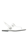Hugo Boss Boss  Woman Thong Sandal White Size 8 Leather In White