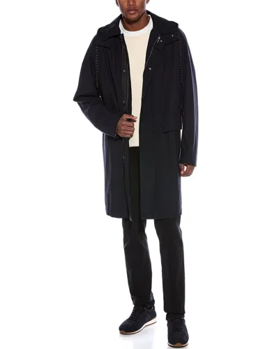 Hugo Boss Boss  Wool-blend Trench Coat In Blue
