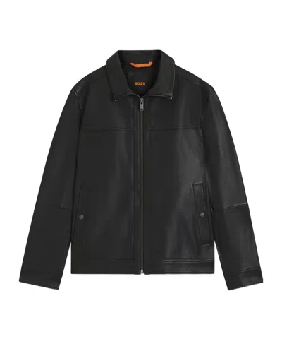 Hugo Boss Nappa-leather Jacket In A Regular Fit In Black