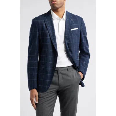 Hugo Boss Boss Hutson Check Virgin Wool Blend Sport Coat In Dark Blue