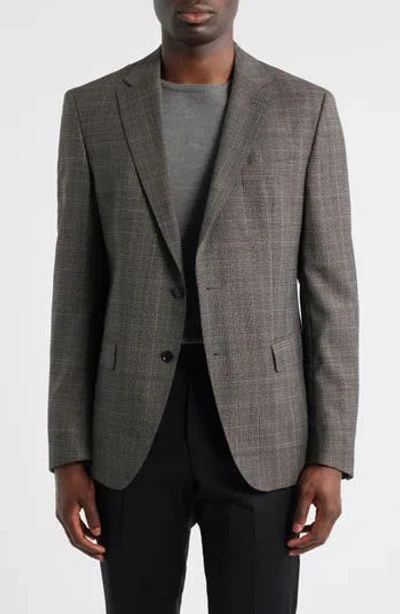 Hugo Boss Boss Hutson Crosshatch Virgin Wool Sport Coat In Brown