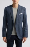 Hugo Boss Boss Hutson Microcheck Stretch Wool Sport Coat In Dark Blue