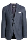 Hugo Boss Boss Hutson Microcheck Stretch Wool Sport Coat In Dark Blue