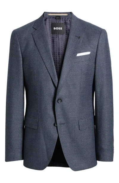 Hugo Boss Boss Hutson Microcheck Stretch Wool Sport Coat In Dark Blue