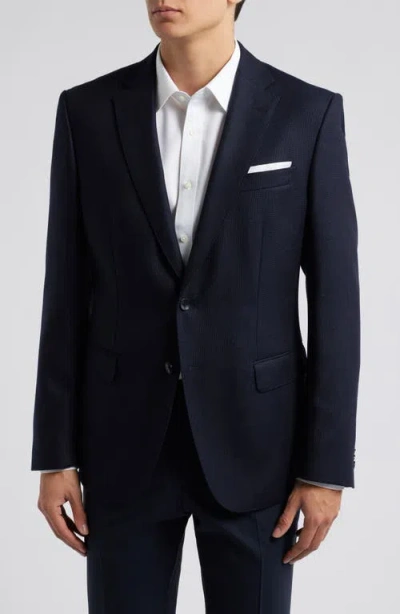Hugo Boss Boss Hutson Navy Textured Wool Sport Coat In Dark Blue