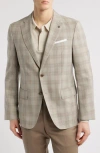 Hugo Boss Boss Hutson Plaid Virgin Wool Sport Coat In Brown