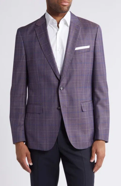 Hugo Boss Boss Hutson Plaid Virgin Wool Sport Coat In Dark Red