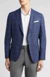 Hugo Boss Boss Hutson Plaid Virgin Wool Sport Coat In Blue